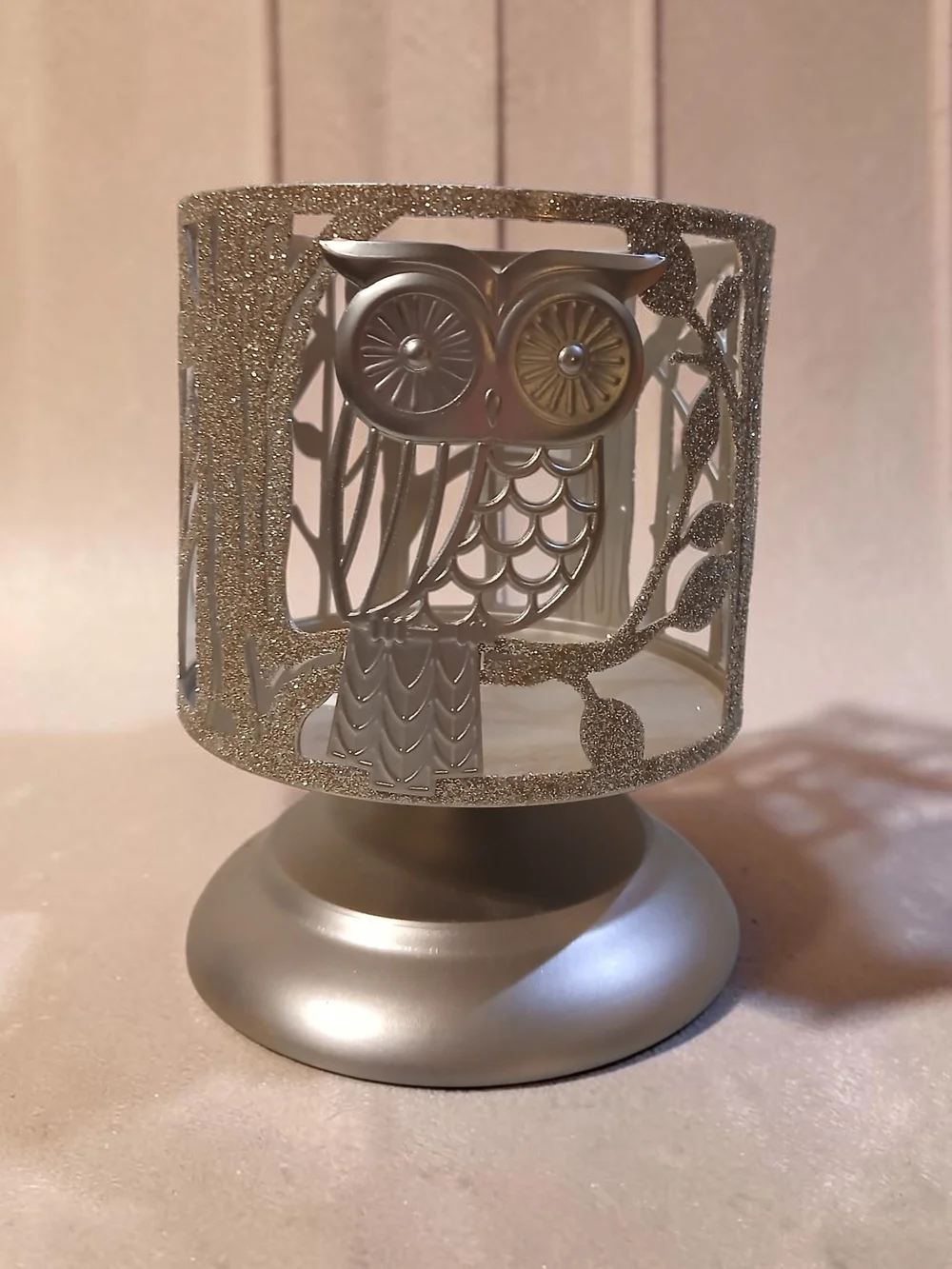 Bath & Body Works Silver Glitter Owl Candle Holder